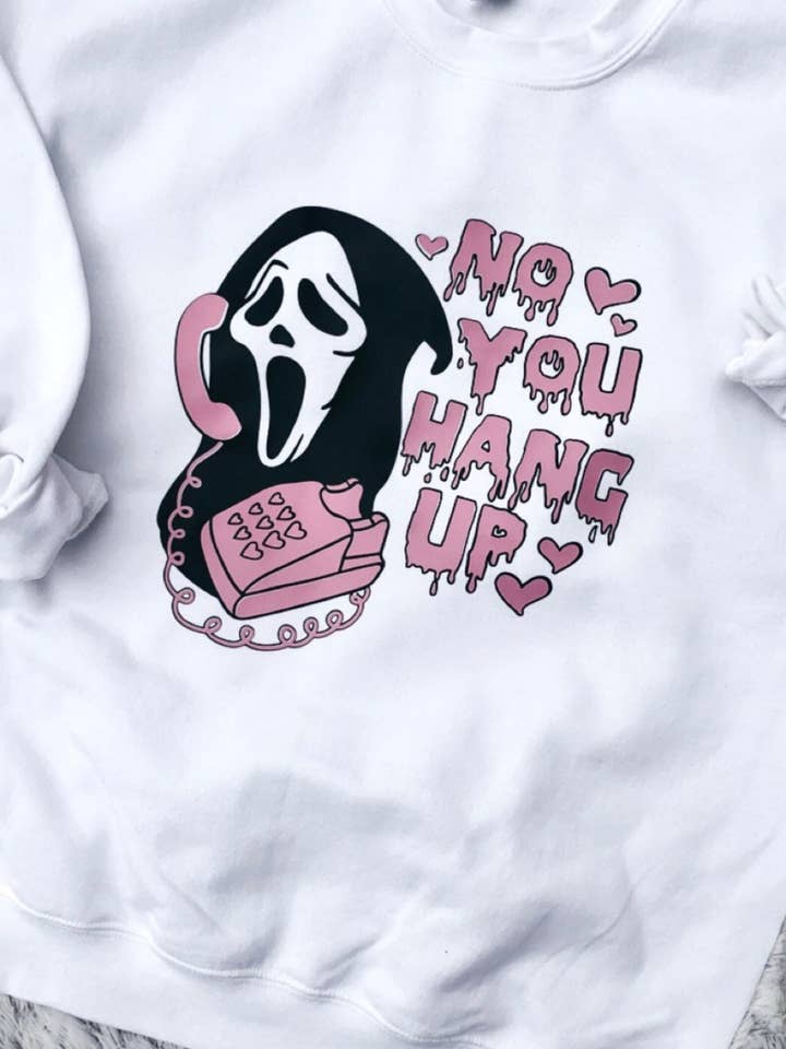 No You Hang Up First Scream Ghostface | Crewneck Sweatshirt for wholesale by whaddupkait designs