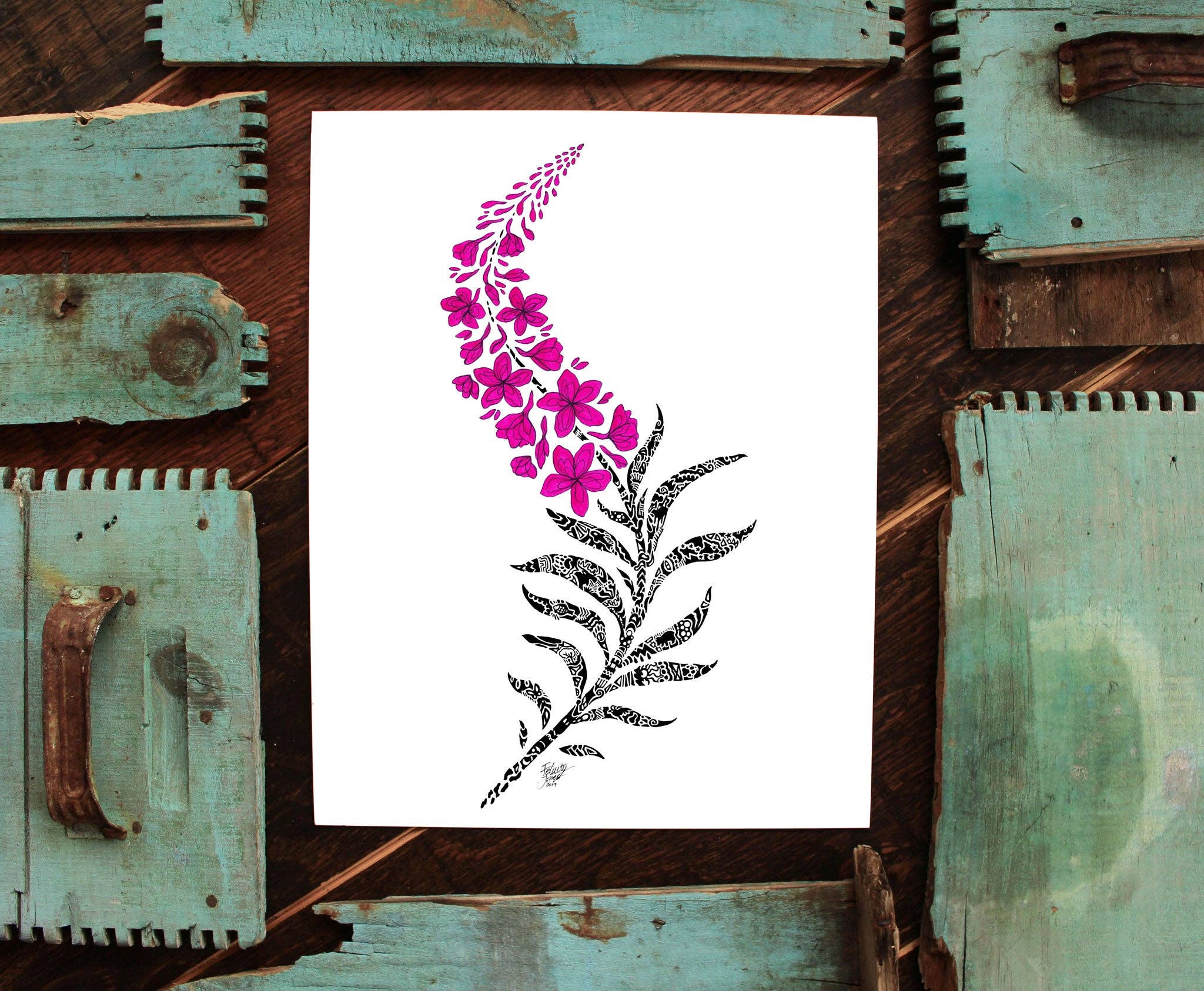 FJ Creations - Wholesale Art Print - Doodle Fireweed - Fine Art Print3