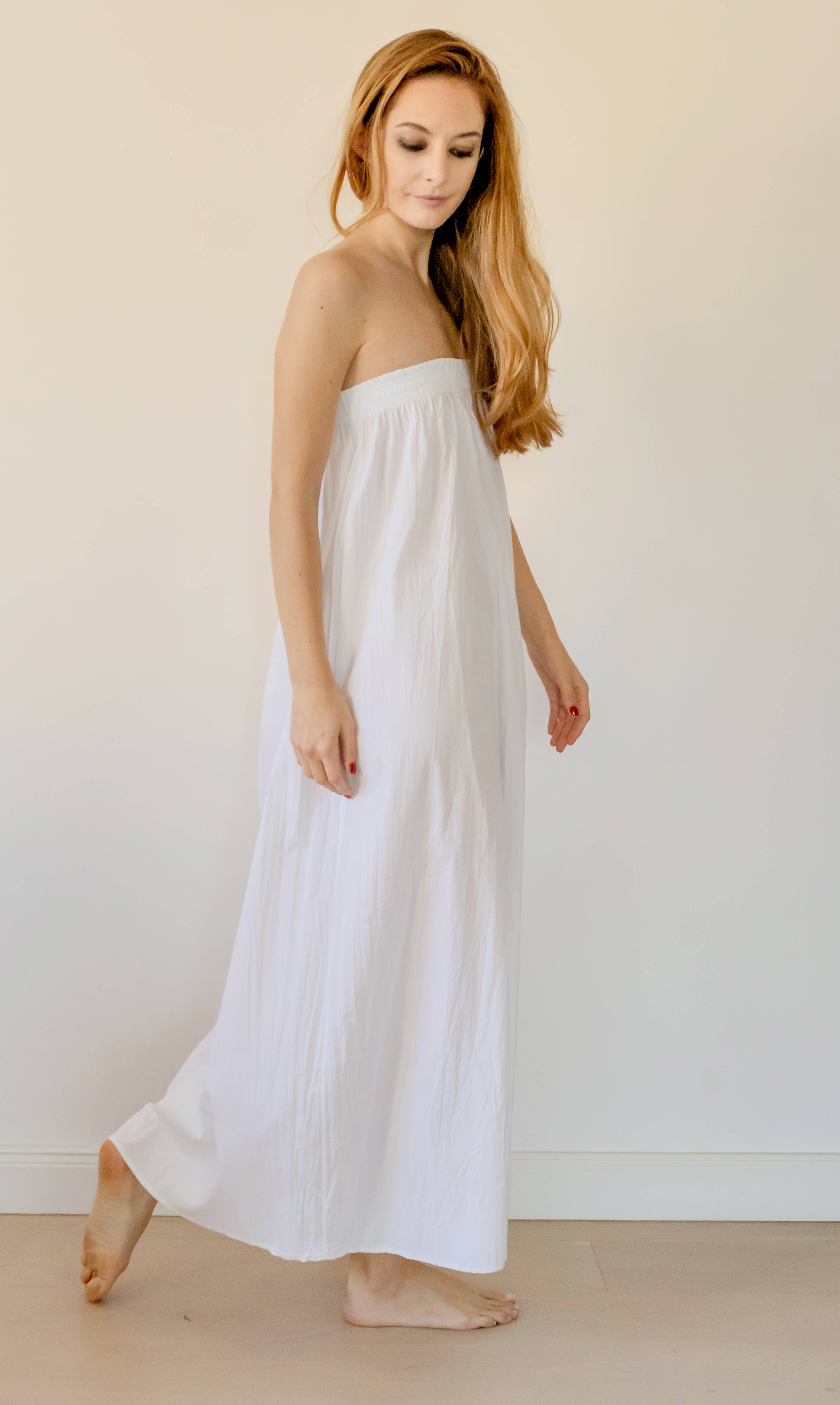 Aboutalisa - Wholesale Dress - Women's - Ruched bandeau dress in crinkled cotton1