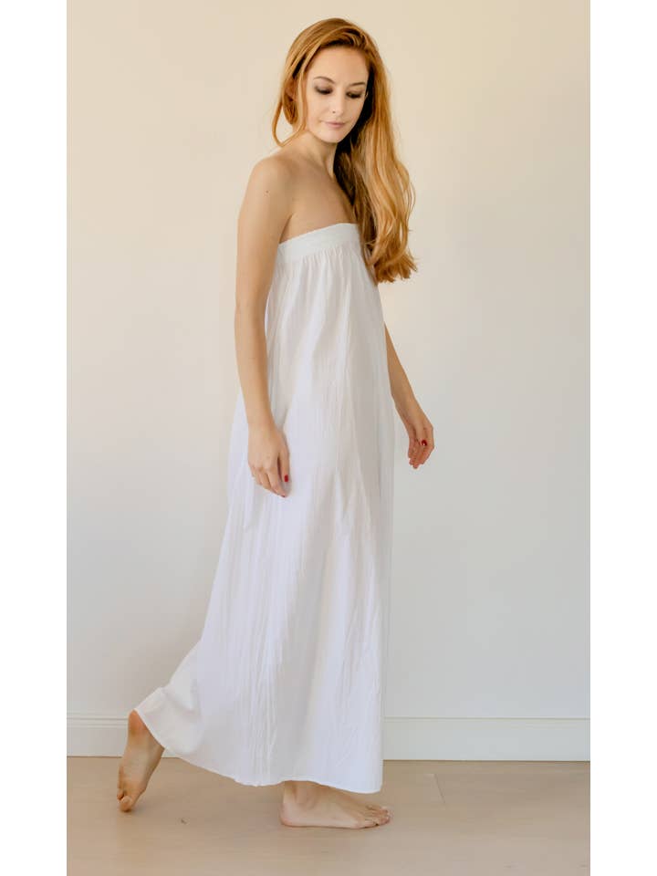 Aboutalisa - Wholesale Dress - Women's - Ruched bandeau dress in crinkled cotton1