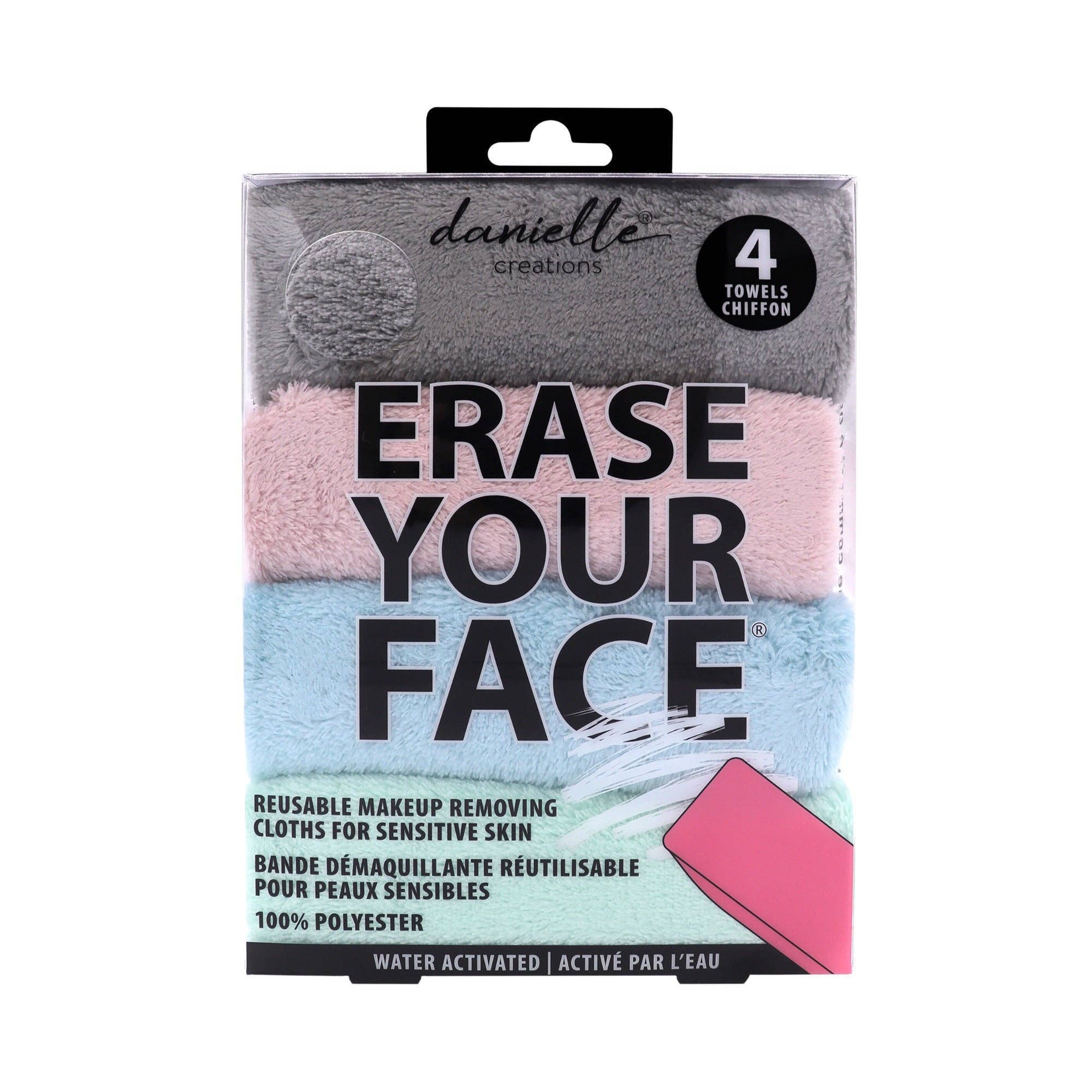 Upper Canada Soap - Wholesale Makeup Remover - Erase Your Face 4pc Makeup Removing Cloths Set - Pastel0