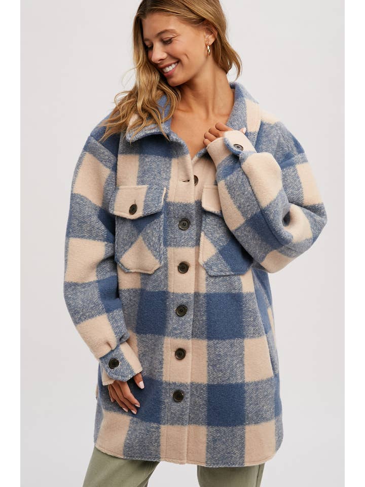 Bluivy – Engroshandel Frakke - Dame – BØRSTET PLAID OVERDIMENSIONERET FRAKKE15