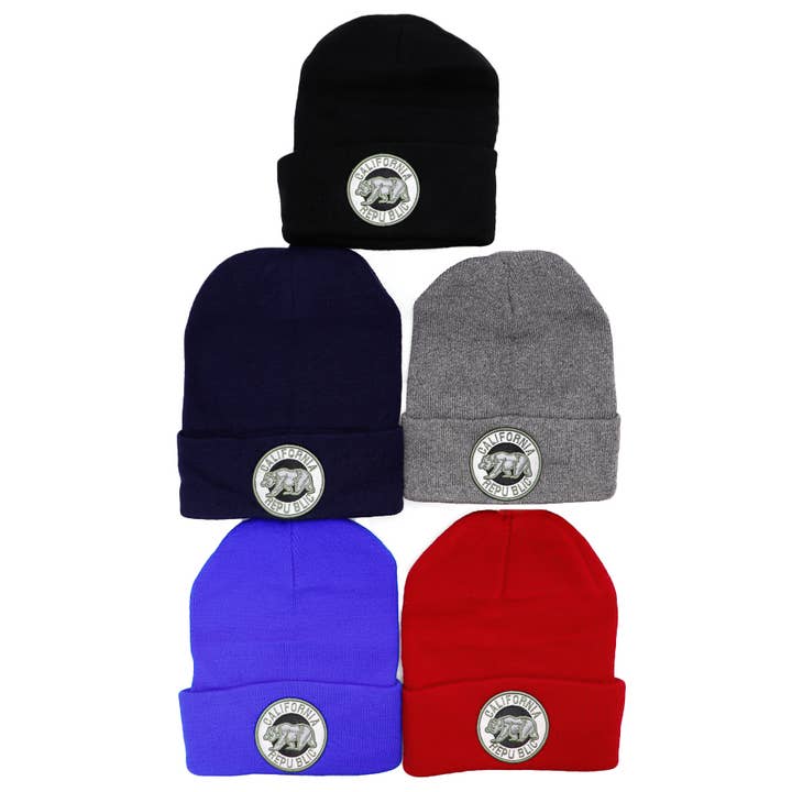 Cap Zone - Vendita all'ingrosso Berretto - Unisex - Berretti lunghi con risvolto con logo dell'orso della Repubblica della California