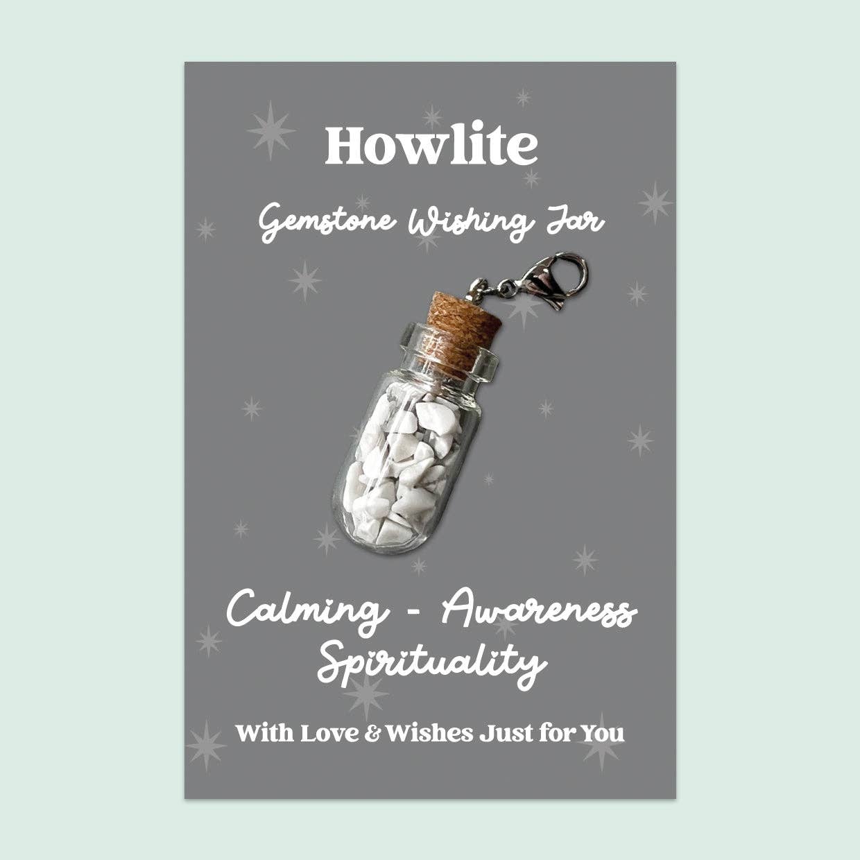 WishStrings - Wholesale Keepsake Coin/Token - Howlite Wishing Jar – Clip-On Keepsake | GS0770