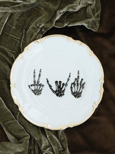 Mixed Signals Plate - Gold Rim for wholesale by Wings Hawaii