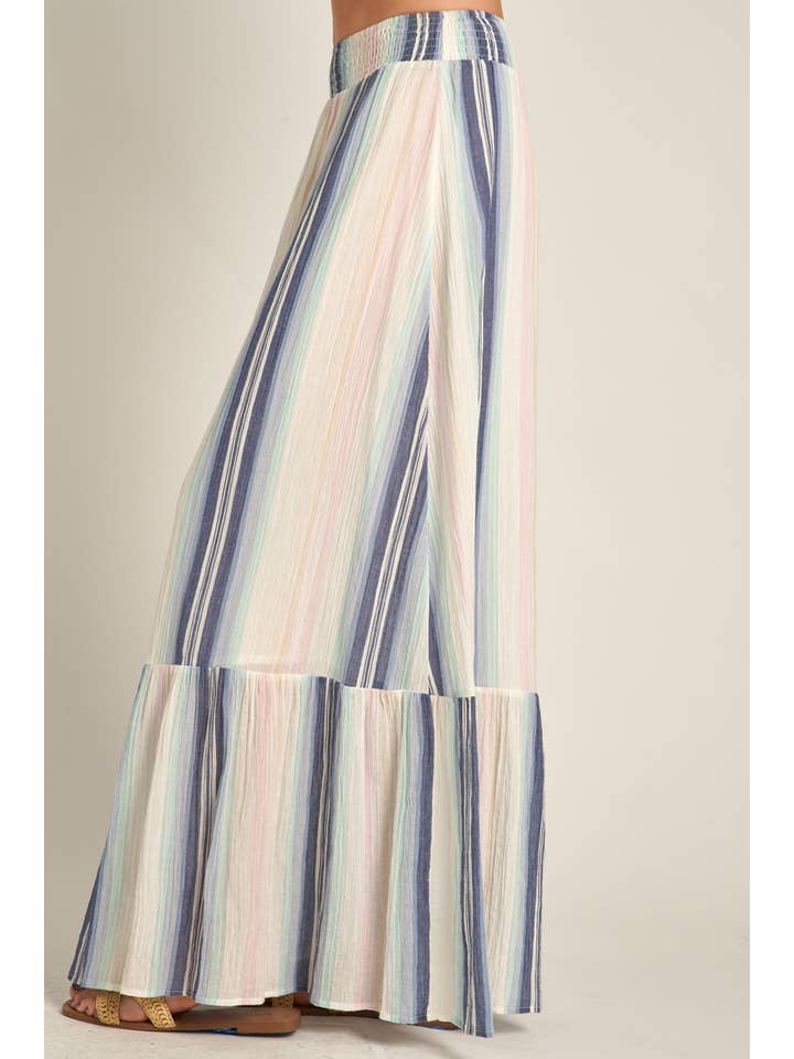 Multi Striped Tiered Maxi Skirt for wholesale on Faire