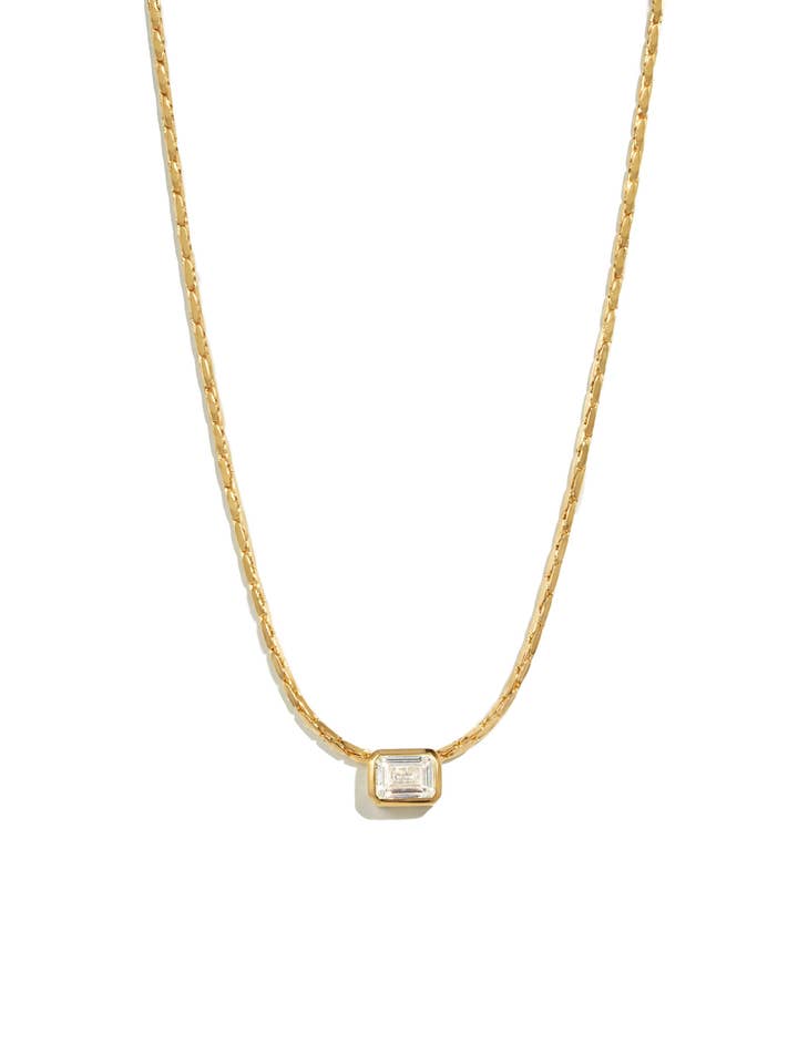 Hvid CZ Baguette Bezel Statement Halskæde for engroshandel hos Sami Jewels