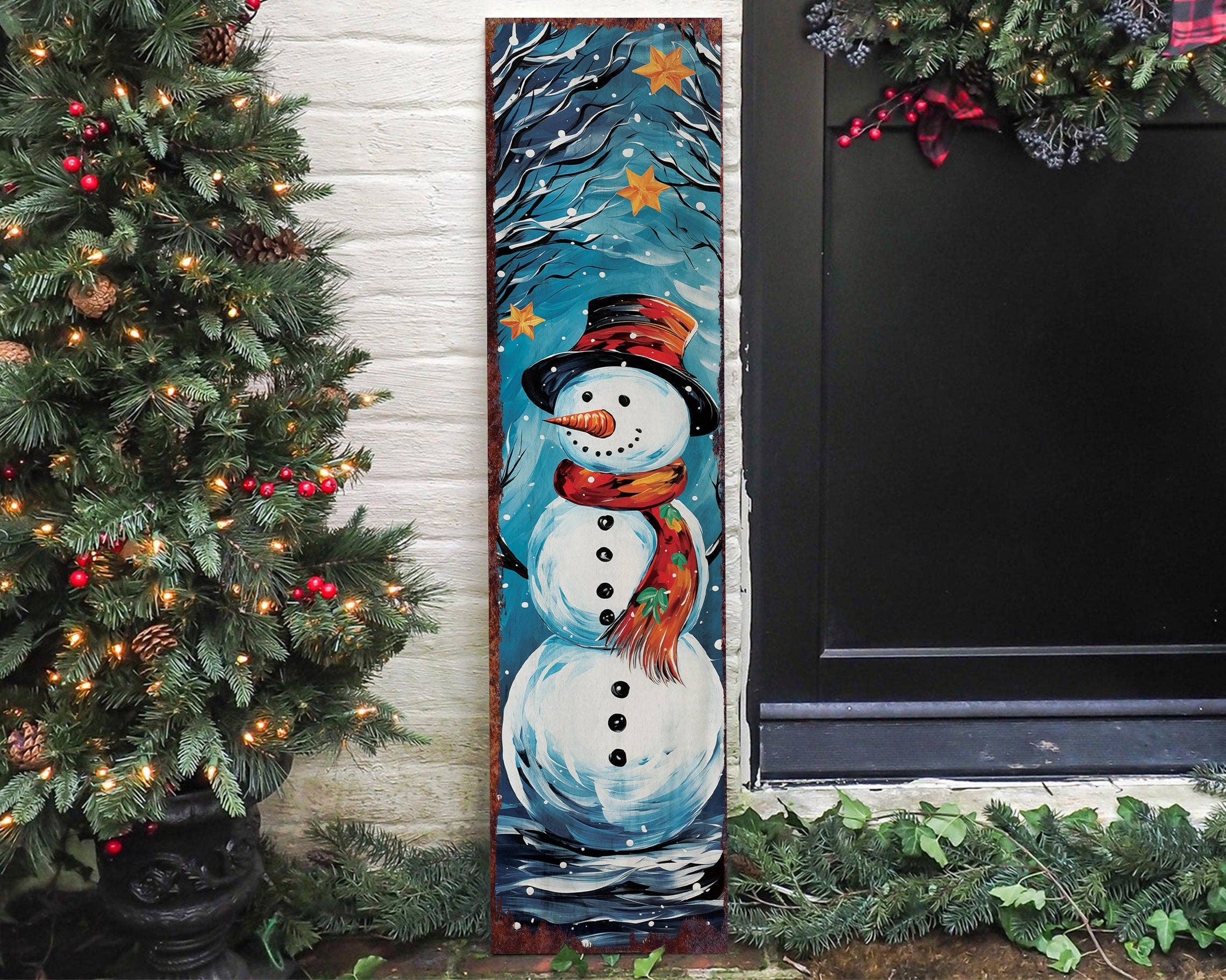 TX USA Corporation - Wholesale Outdoor Sign - 36" Cheerful Snowman Christmas Porch Sign | Outdoor Holiday Welcome Decor0