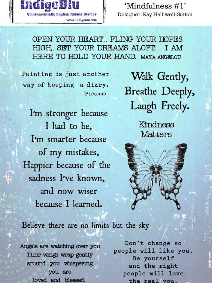 Mindfulness 3 A5 Rød gummistempel af Kay Halliwell-Sutton for engroshandel hos IndigoBlu