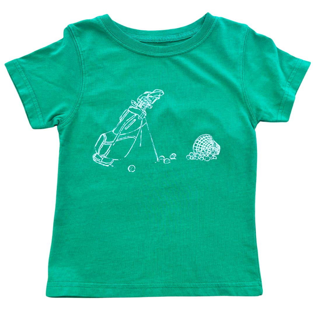 Mustard and Ketchup Kids - Wholesale Screen Printed T-Shirt - Kids - Short-Sleeve Green Golf Clubs T-Shirt