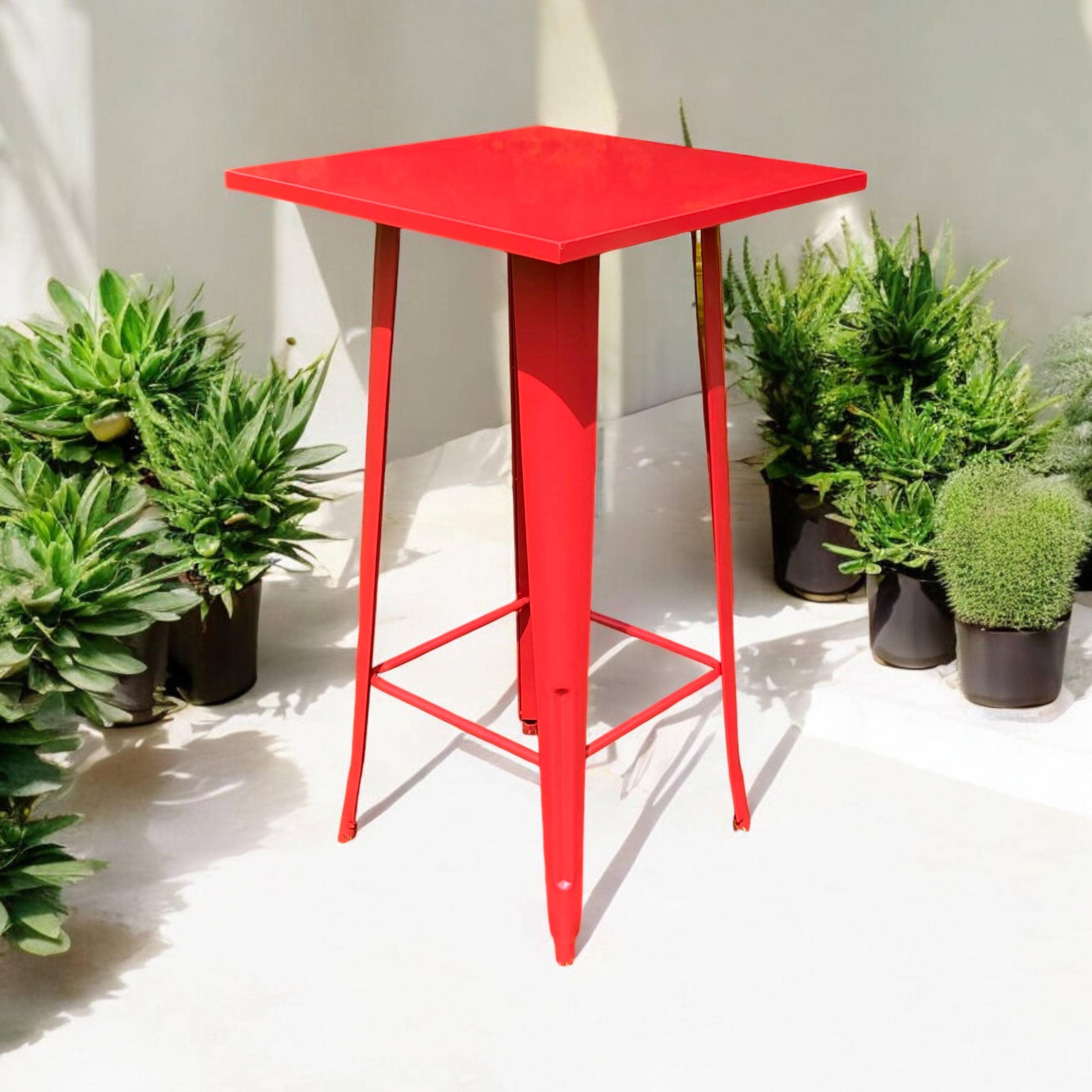 Minster Stylish Living Ltd - Wholesale Patio Table - 60X60X115Cm Red Metaltable0