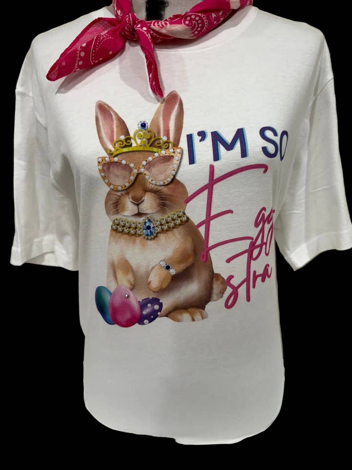 I'm So Eggstra on White Crew / Easter / Bunny for wholesale by Bling-A-GoGo, LLC