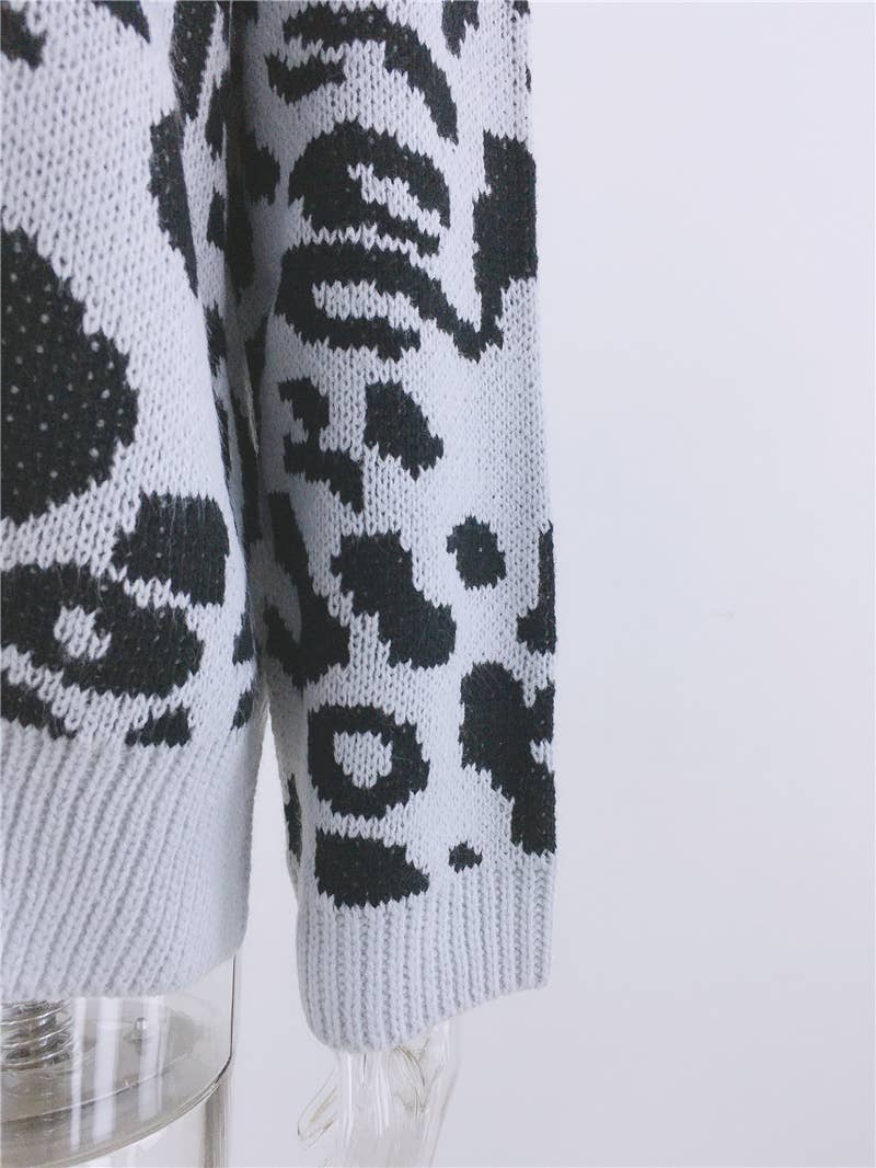 Lily Clothing - Wholesale Knit Sweater - Women's - LEOPARD PRINT SWEATER LOOSE TURTLENECK SWEATER13