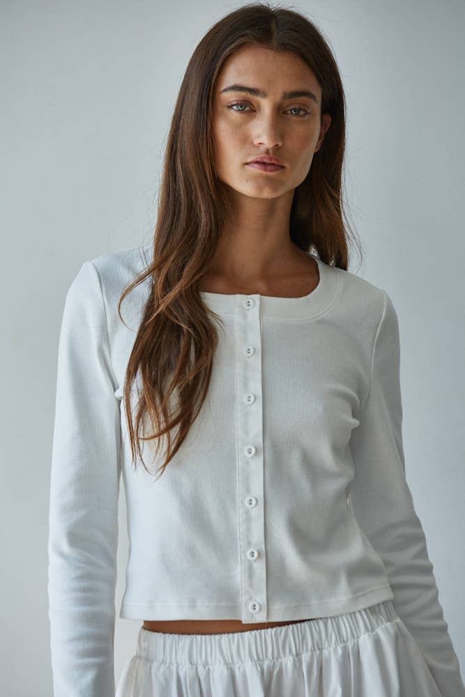 By Together - Wholesale Cardigan - Women's - L8829T | Knit Cotton Spandex Ribbed 3/4 Sleeve Cardigan6