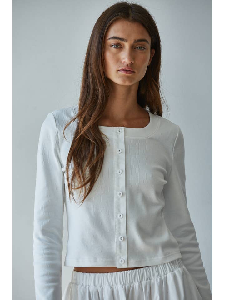 By Together - Wholesale Cardigan - Women's - L8829T | Knit Cotton Spandex Ribbed 3/4 Sleeve Cardigan6