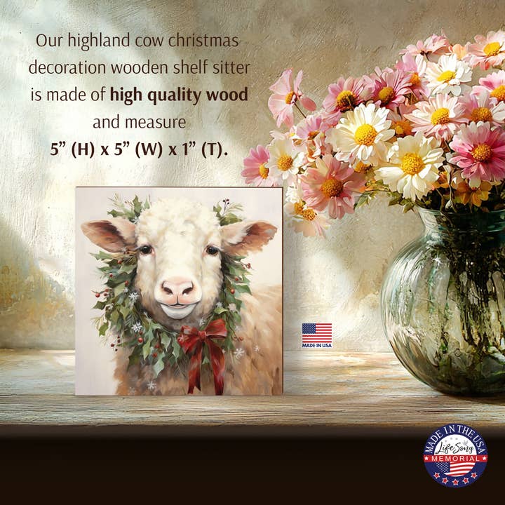 LifeSong Milestones - Wholesale Christmas Decoration - Highland Cow Christmas Decor Rustic Holiday Shelf Sitter1