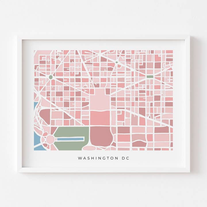 Impresión de Washington DC - Mapa de Washington DC - Mapa de arte mural para venta al por mayor de Faraway Places Paper