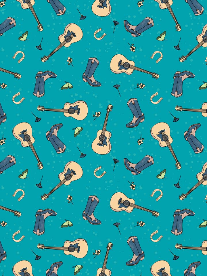 The Country Heart Era - Swiftie Eras inspired cowboy boot and guitar themed fabric for wholesale by ThatsSewLauraUk