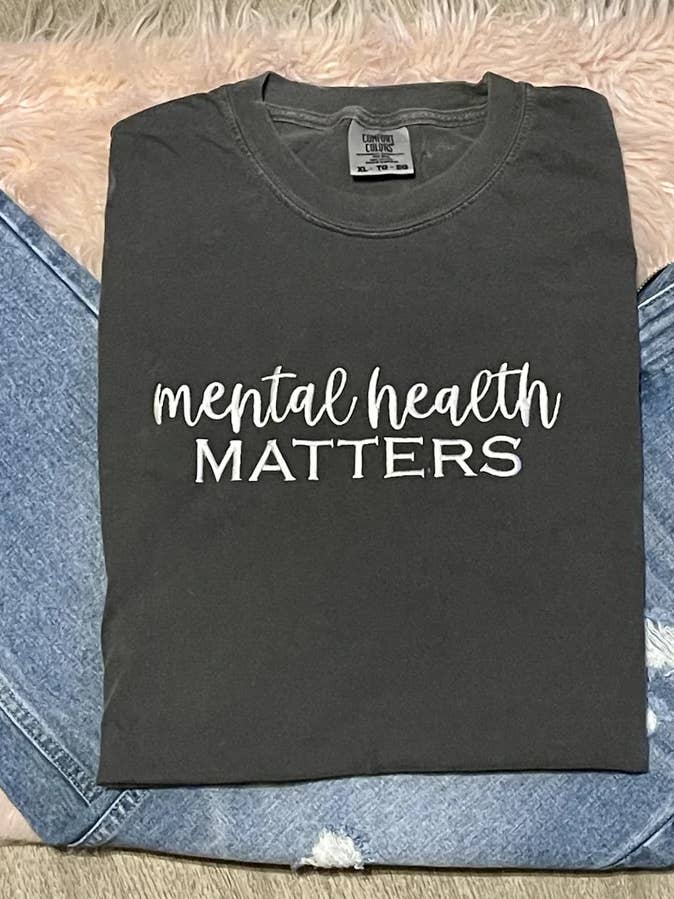 Comfort Colors Pepper Mental Health Matters (Embroidery Tee) for wholesale on Faire0