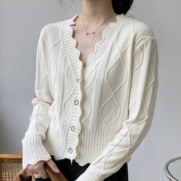 Camisola Casual Casual Elegante de 7 Cores e Jacquard com decote em V com decote em V original por atacado de UZ Wholesale Store