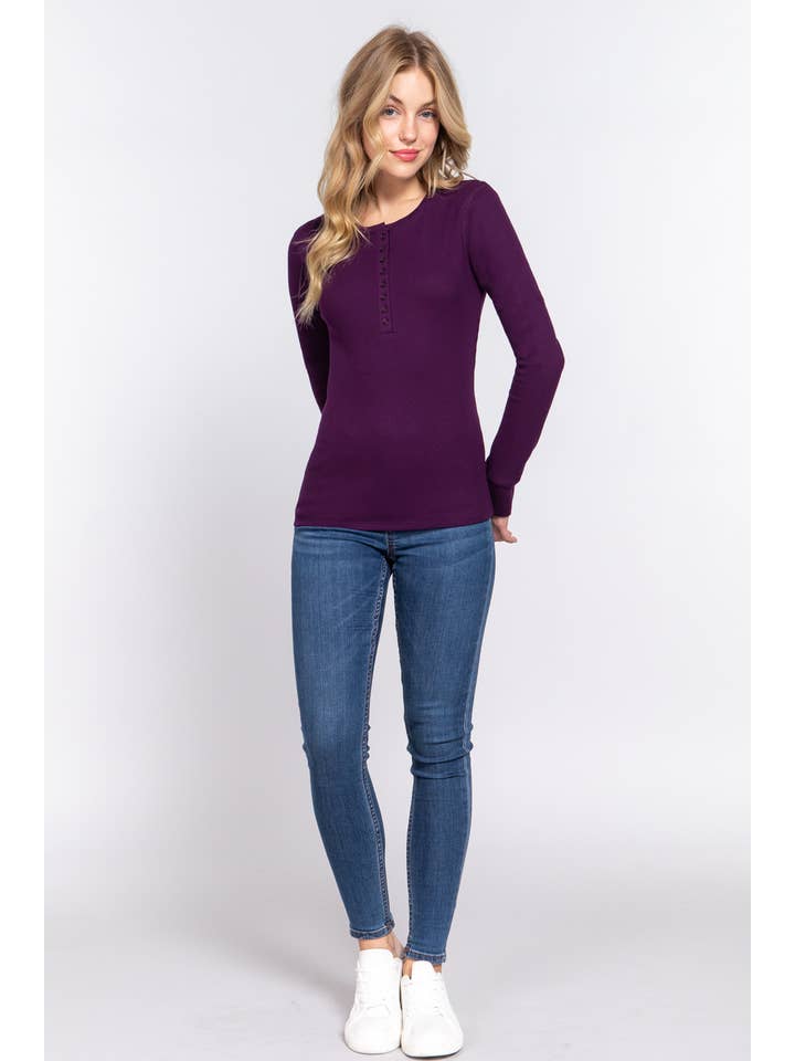 Vanilla Monkey - Wholesale Knit Top - Women's - Long Sleeve Henley Thermal Knit Top25