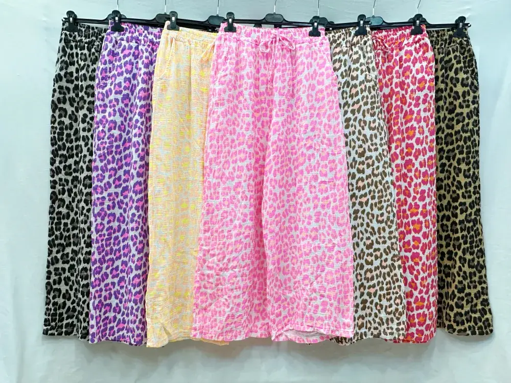 Mimi & Gogo – wholesale Pants – Women's – Leopard Cotton Gauze Pants @96697_PaLeoGaze9