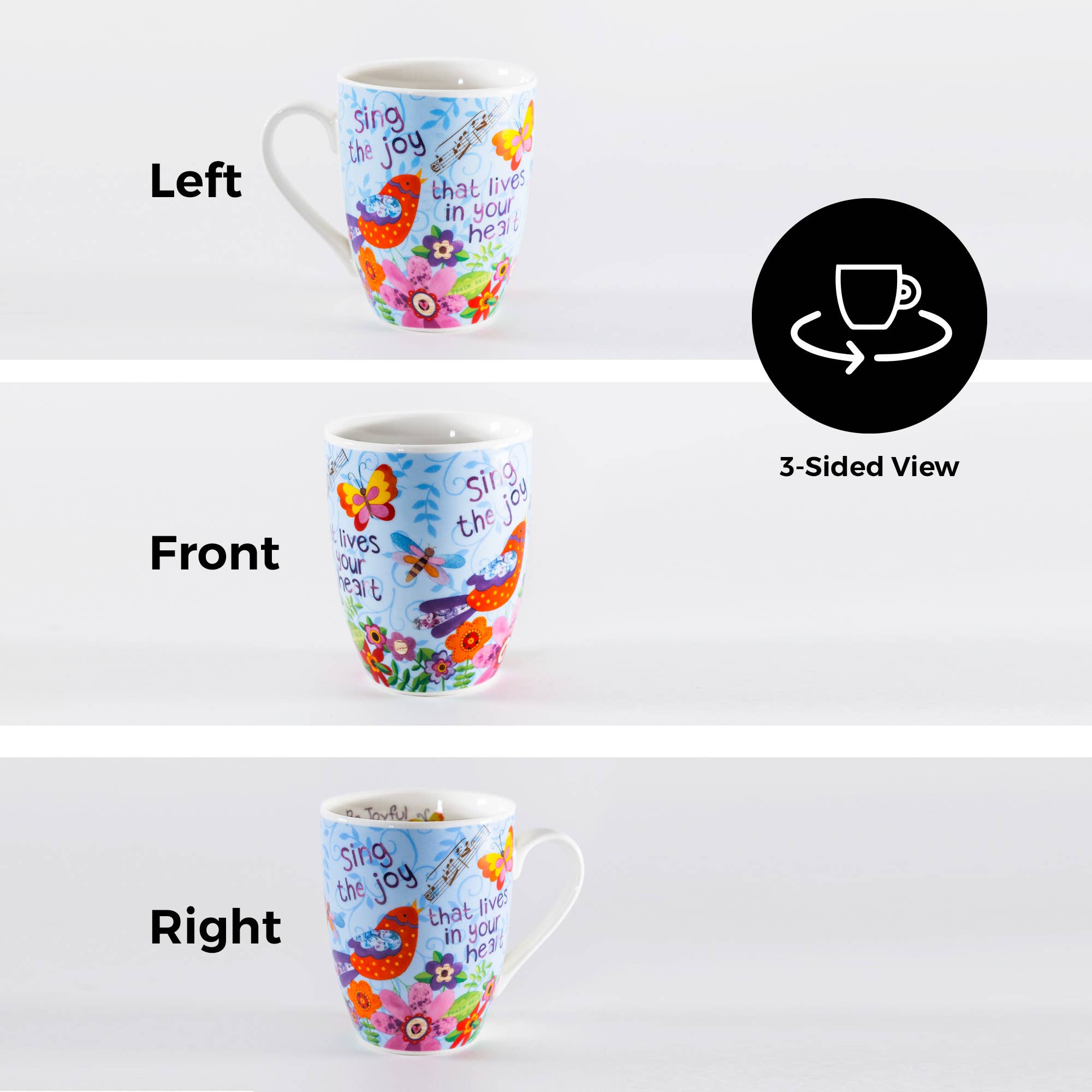 Divinity Boutique - Wholesale Coffee Mug - Sing Joy Bird, Psalm 66: 2 Ceramic Curvy Mug1