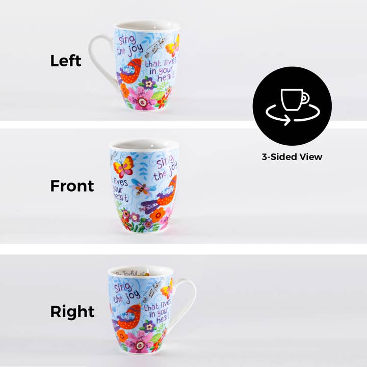 Divinity Boutique - Wholesale Coffee Mug - Sing Joy Bird, Psalm 66: 2 Ceramic Curvy Mug1