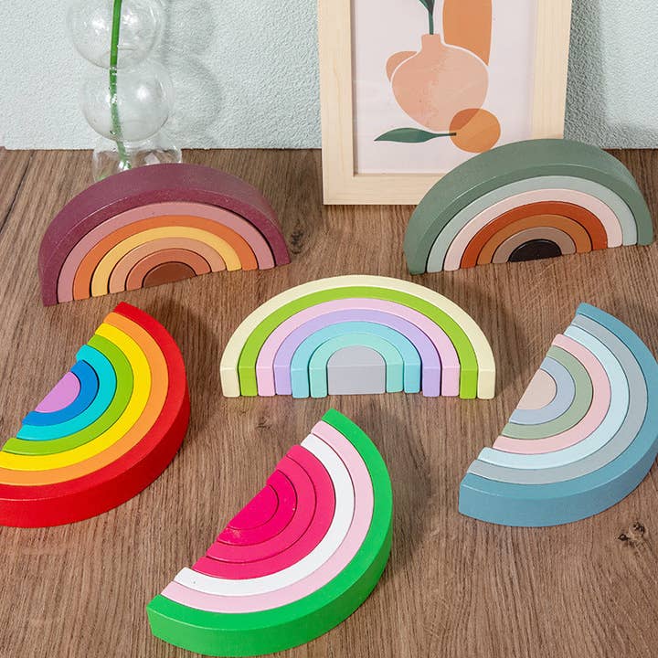 Little Chic Boutique - Venta al por mayor Juegos de construcción - Niños - Bloques de Construcción de Madera en Forma de Arco Iris Juguetes al por Mayor Accesorios para Niños V3823120800002