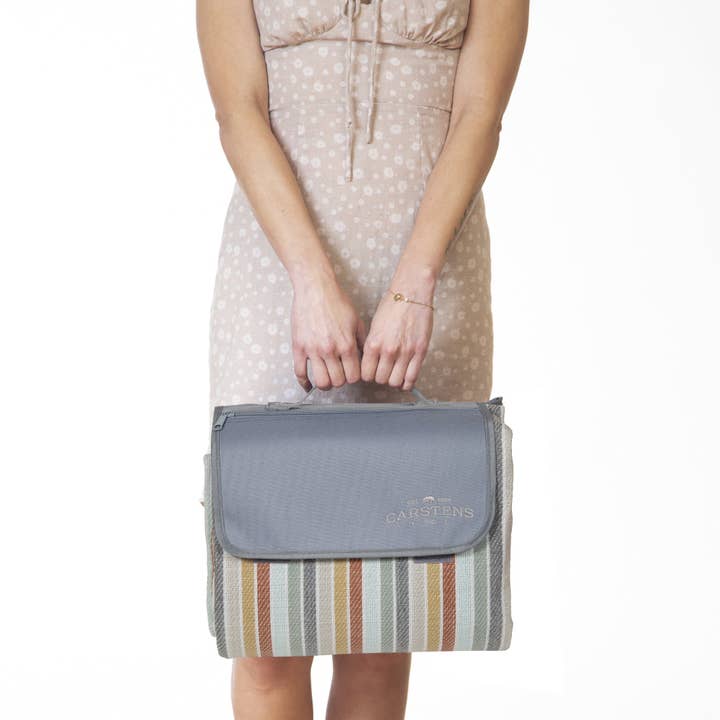 Carstens, Inc. - Wholesale Picnic Blanket - River Rock Woven Stripe Picnic Blanket5