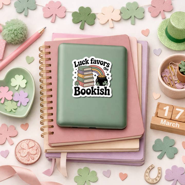 Auburn Row Design - Wholesale Sticker - St Patricks Day Bookish Die Cut Sticker5