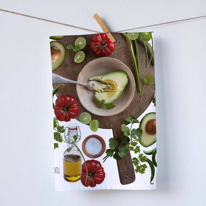 Guacamole Recipe Tea Towel for wholesale by Red Bird’s House