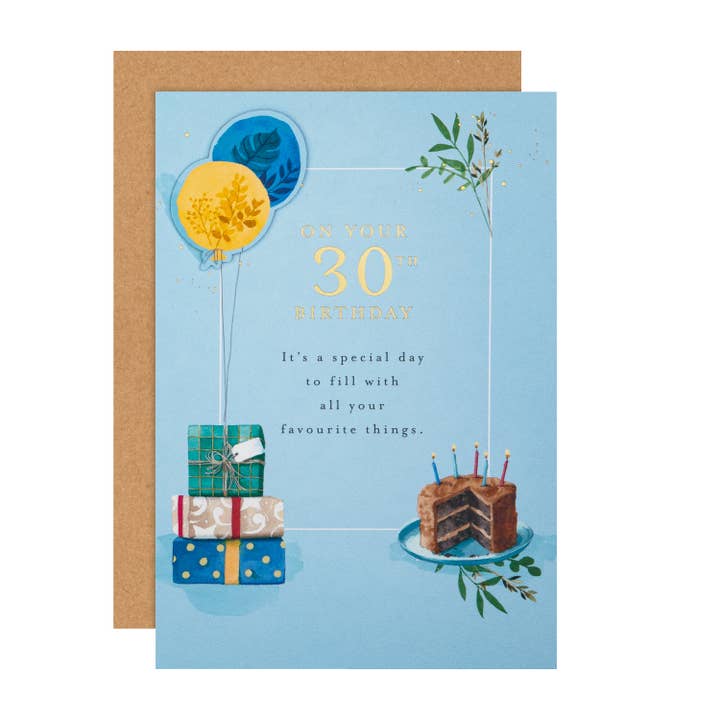 30th Birthday Card Lucy Cromwell Balloons & Cake Design for wholesale by Hallmark