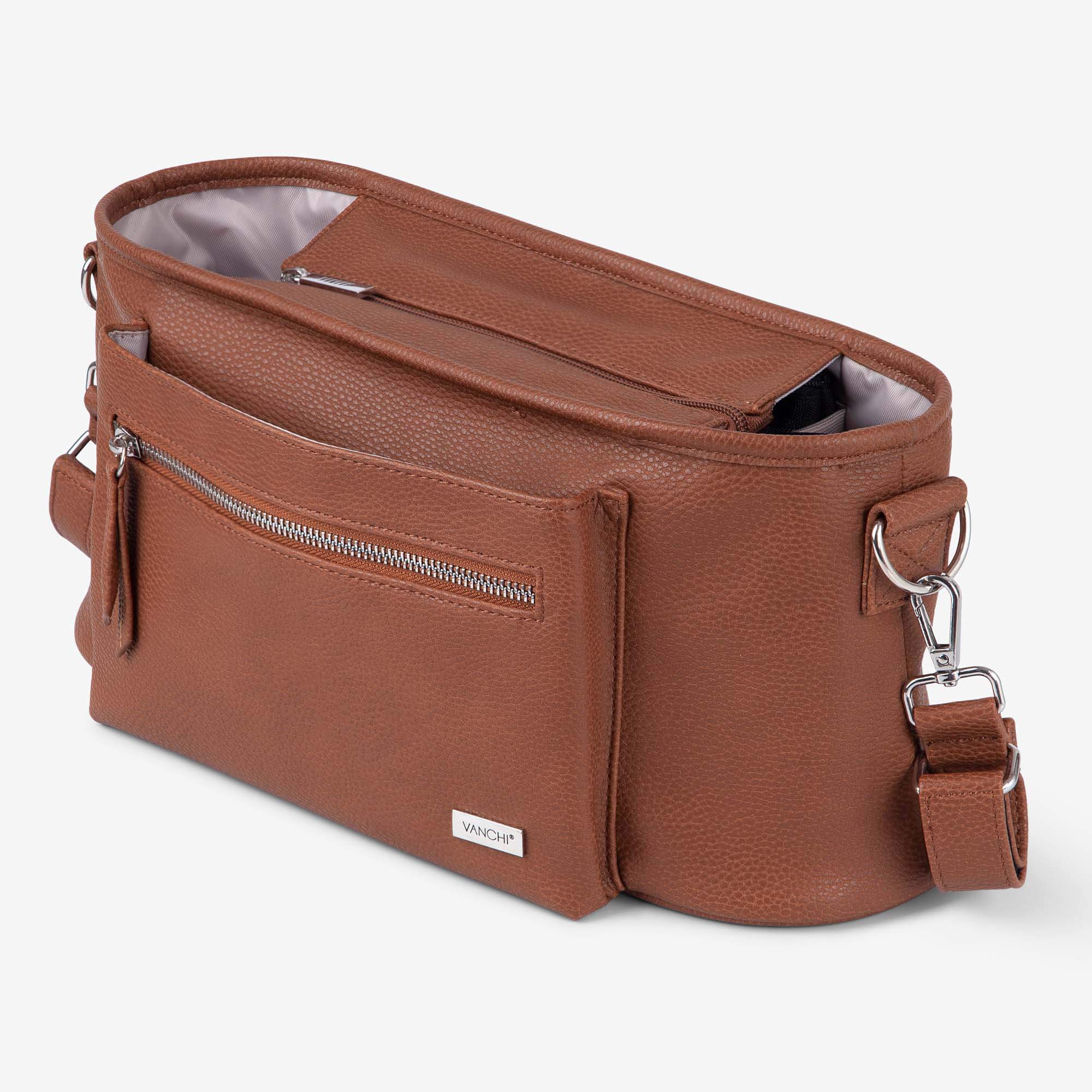 VANCHI – wholesale Nappy bag – Baby – VANCHI Pram Caddy - Pebbled Tan7