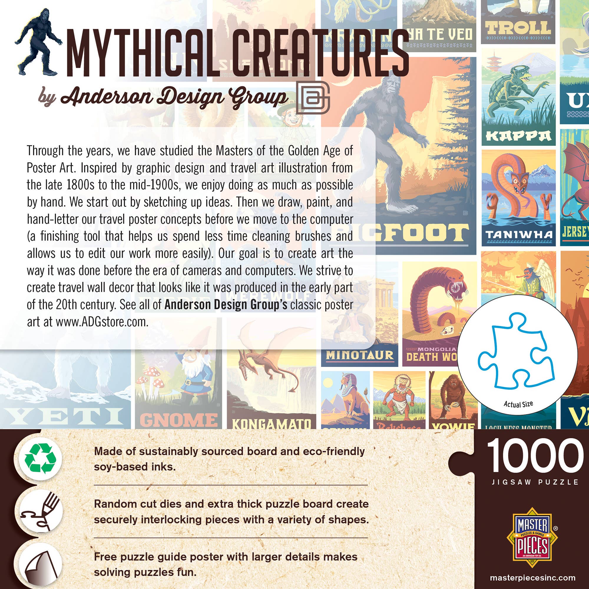 Masterpieces Puzzles - Wholesale Puzzle - Adult - Vintage Posters - Mythical Creatures 1000 Piece Jigsaw Puzzle2