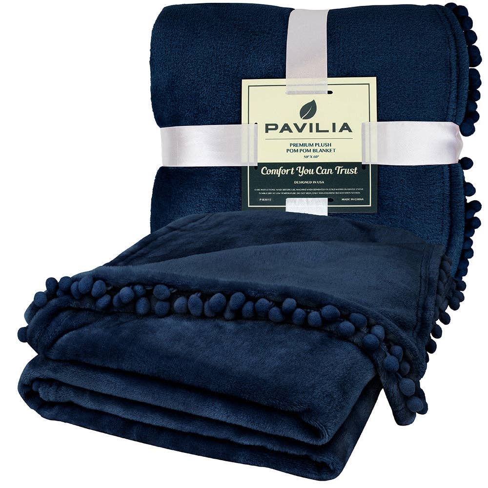 Pavilia – wholesale Prydnadsfilt – Filt med pompom-fransar86