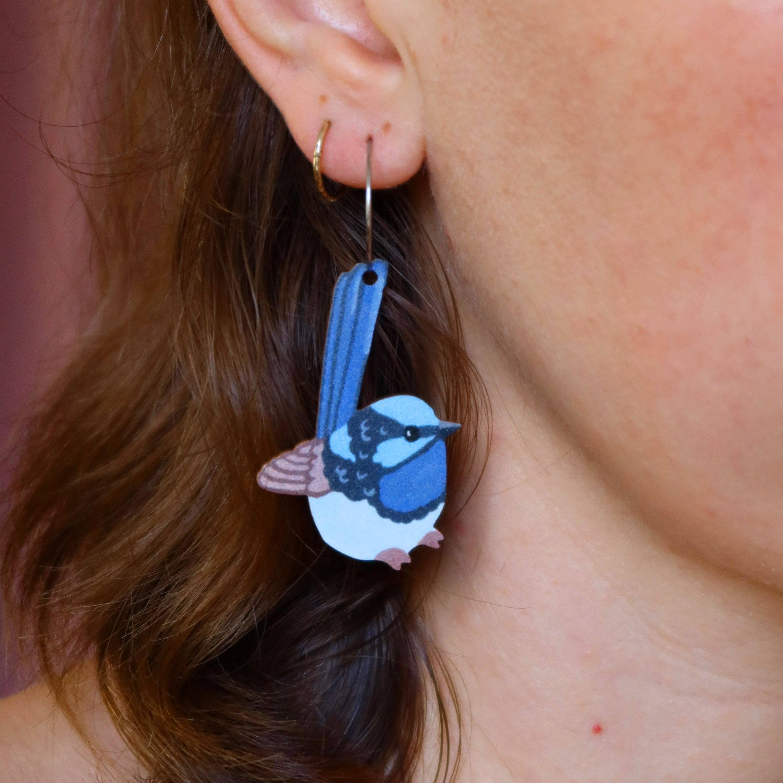 Pixie Nut & Co. - Wholesale Dangle Earrings - Blue Wren Australian Bird Earrings2