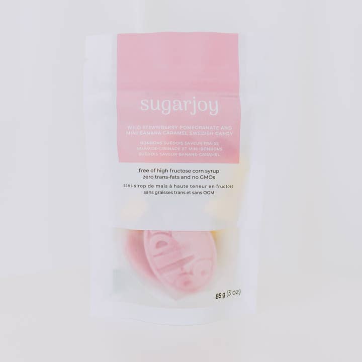 Mélange de fraises des bois, grenade et mini bananes au caramel Bubs pour la vente par Sugarjoy Swedish Candy