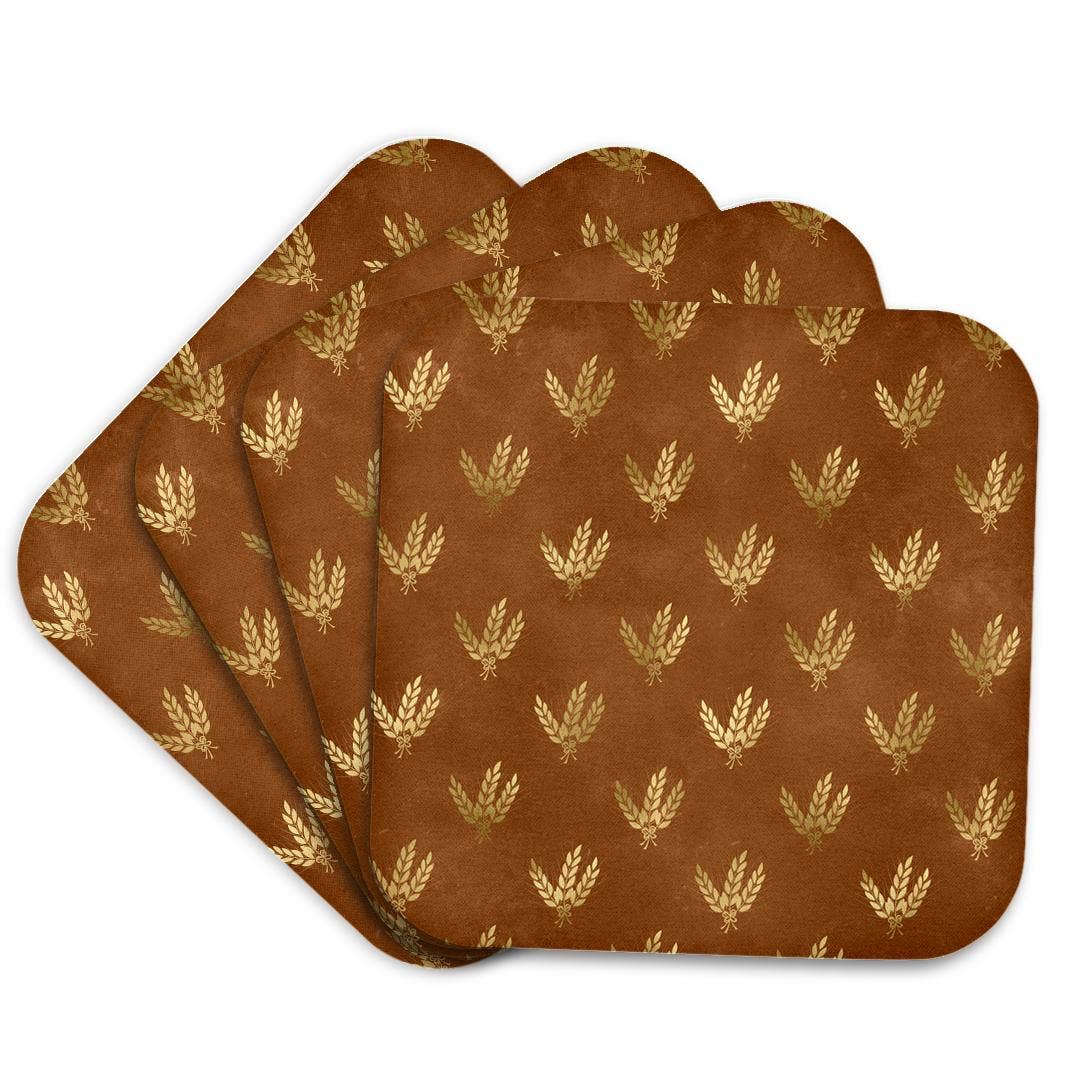 3dRose - Wholesale Coasters - 3dRose, Chic Brown and Image Of Gold Wheat Pattern, Coaster7