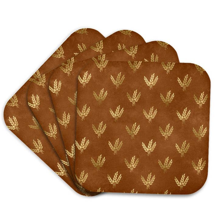 3dRose - Wholesale Coasters - 3dRose, Chic Brown and Image Of Gold Wheat Pattern, Coaster7