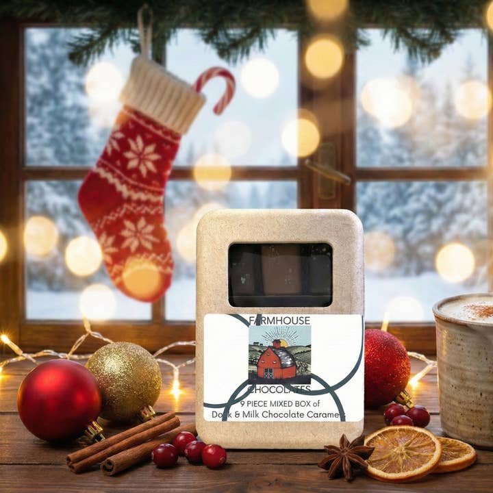 9 Piece Milk & Dark Chocolate Covered Salted Caramels, Mixed for wholesale by Farmhouse Chocolates