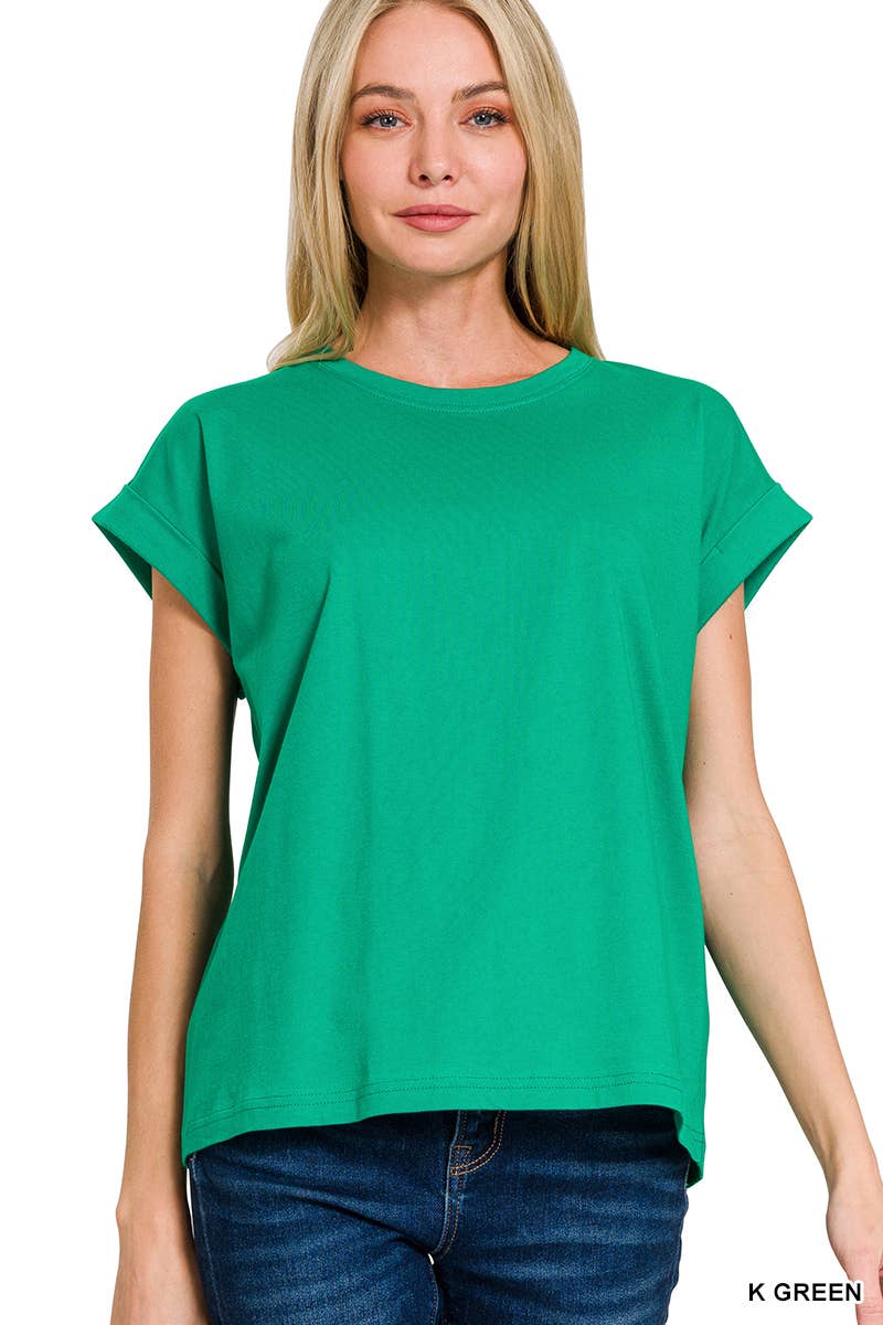 42POPS - Wholesale T-Shirt - Women's - `.Round Neck Folded Short Sleeve T Shirt11