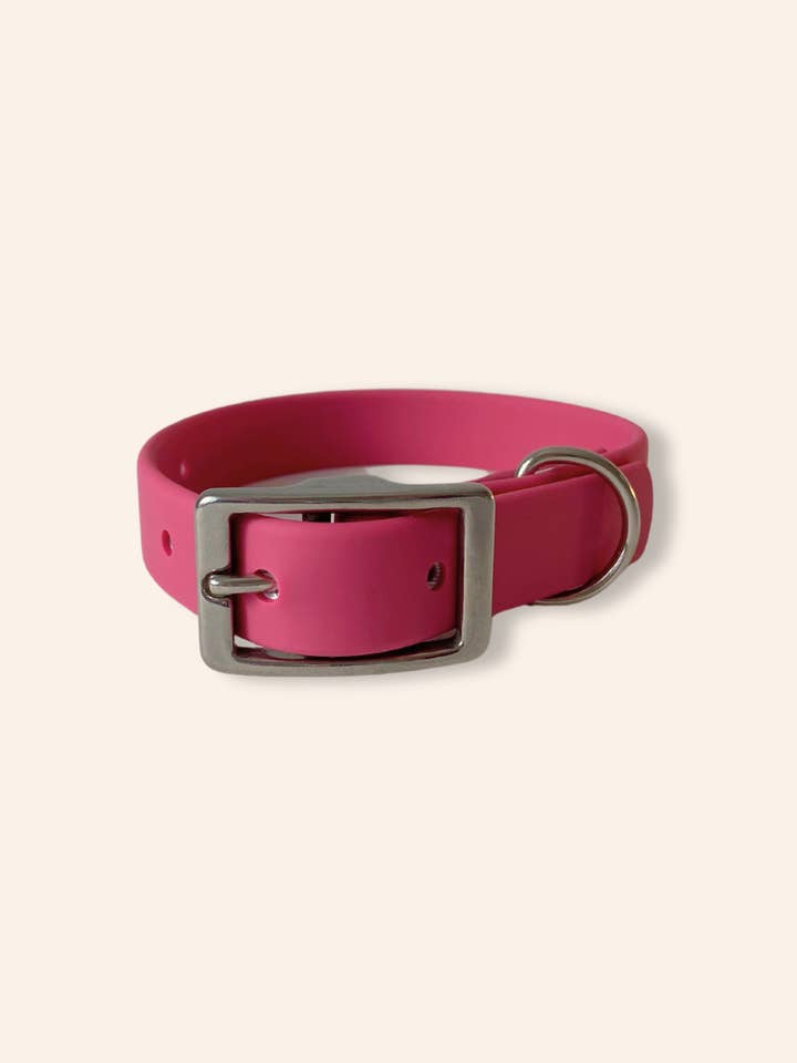 Collar para perro Collar para perros «soft touch» rosa frambuesa para venta al por mayor de Ploouf Dogs
