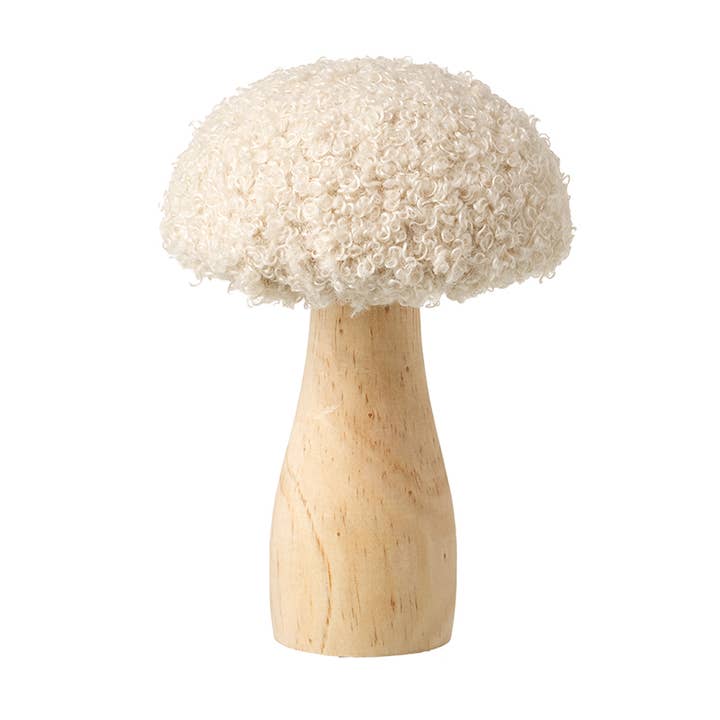 WHITE WOOL TOPPED WOODEN MUSHROOM for wholesale by Heaven Sends