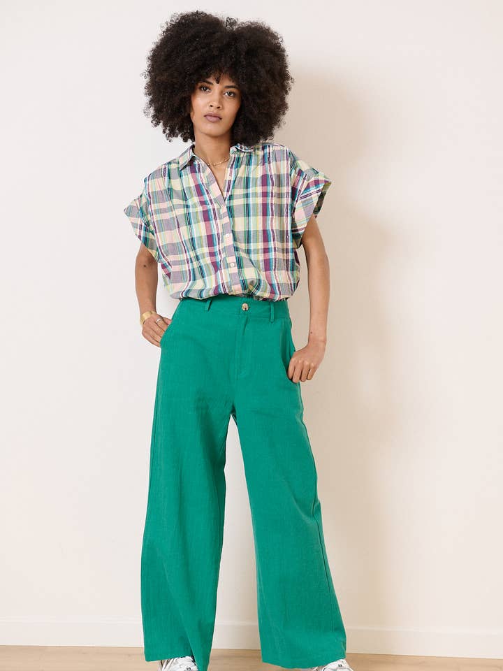 Turquoise High-waisted pants - VICTORINE for wholesale on Faire