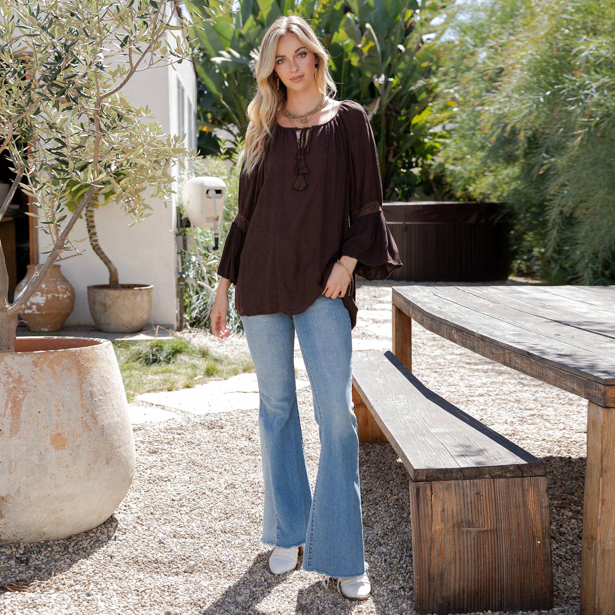 Young Threads - Wholesale Tunic - Women's - Peasant Top with Print Checks Patchwork (New Color)24