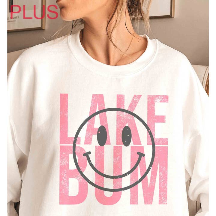 Felpa Grafica Taglie Forti LAKE BUM HAPPY FACE per la vendita all'ingrosso da parte di BLUME & CO.