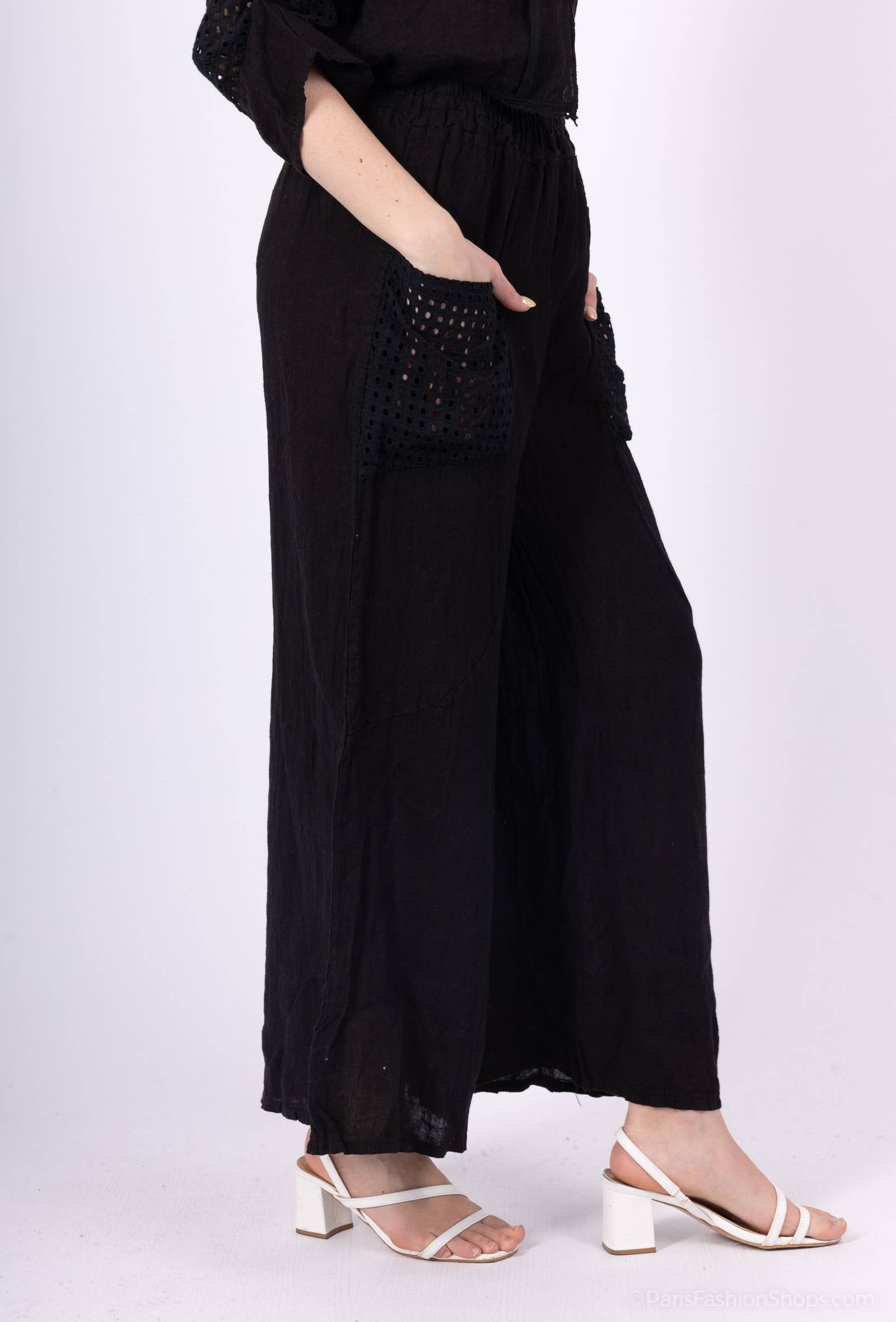 Shyloh - Wholesale Pants - Women's - Linen Trousers with Openwork Pockets 2058026