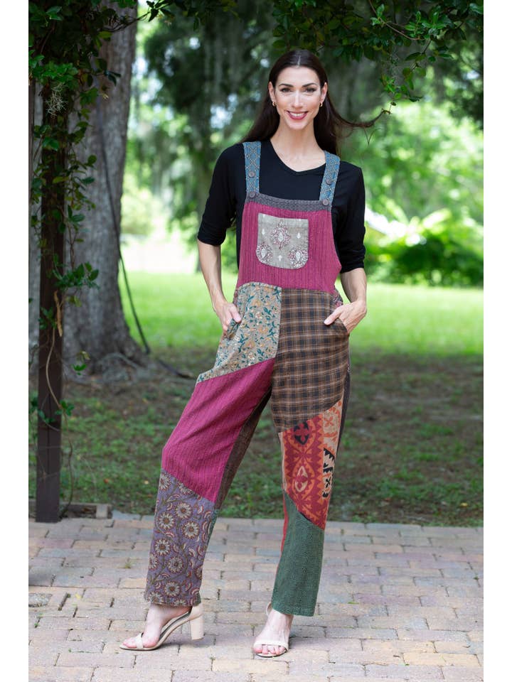 Sacred Threads - Wholesale Overalls - Women's - Collage Cotton Patchwork Overalls