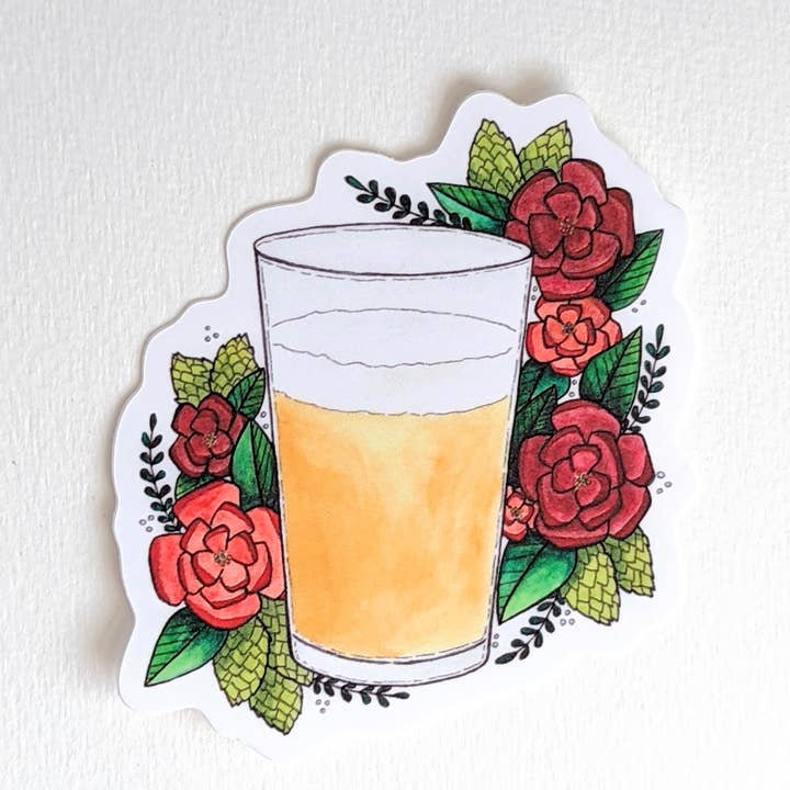 Hoppy Beer Sticker for wholesale by E R Kess Designs
